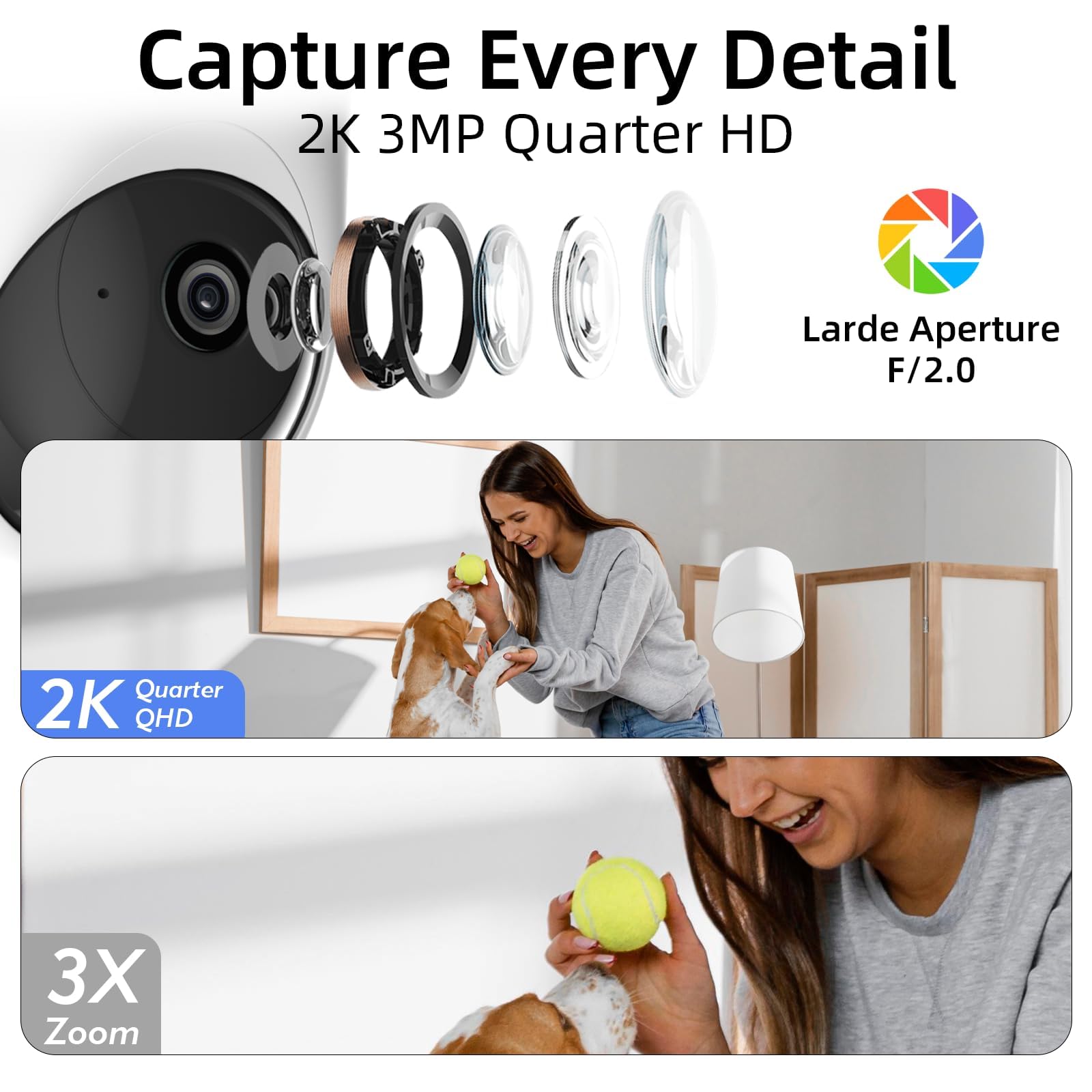 Rraycom 2K night vision sharply renders scenes up to 33 feet at night.