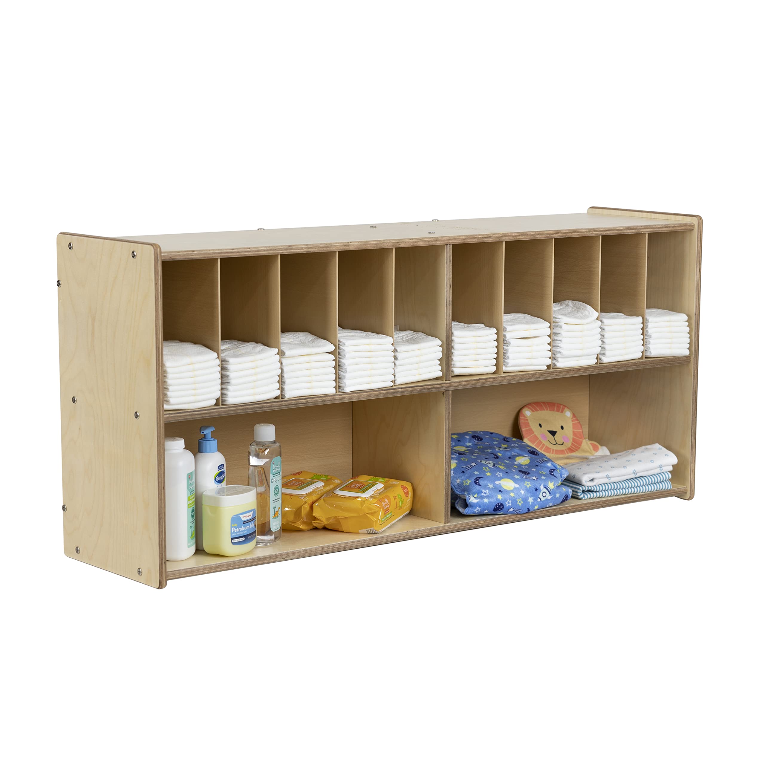 RRI Goods birch-plywood-diaper-caddy material detail emphasizes durable, easy-to-clean surface.