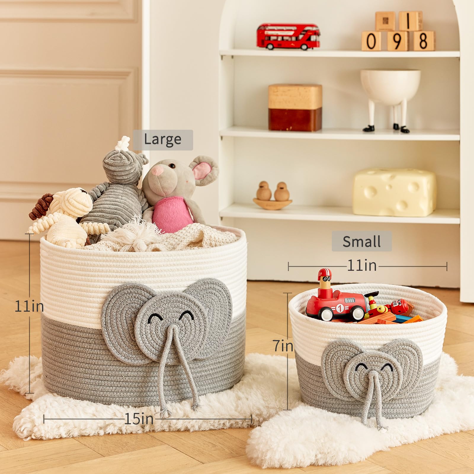 R RUNKA elephant basket crafted from premium cotton rope, safe for children and pets.