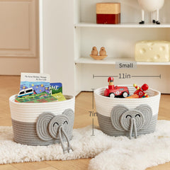 R RUNKA elephant basket side view ideal for diaper and essentials organization.