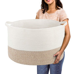 R RUNKA extra-large cotton rope basket for organized toy and blanket storage.