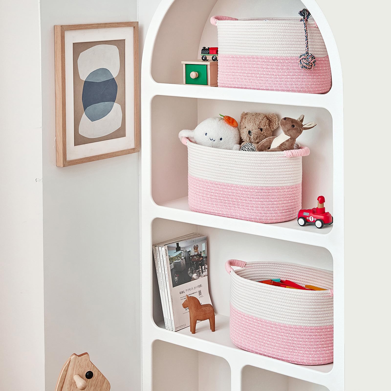 R RUNKA pink basket in bedroom for clutter-free spaces