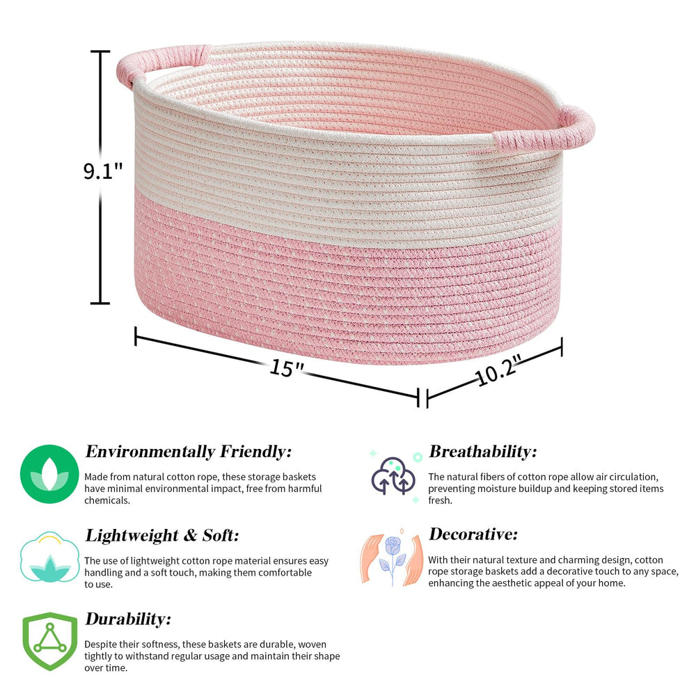R RUNKA pink storage basket side handles for easy transport