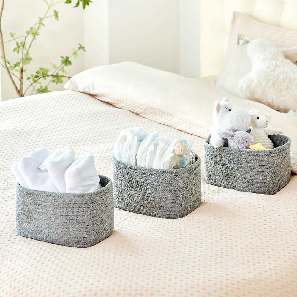 R RUNKA basket on counter keeps mail and toiletries tidy.