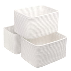 R RUNKA small cotton rope basket on shelf for tidy toiletries.