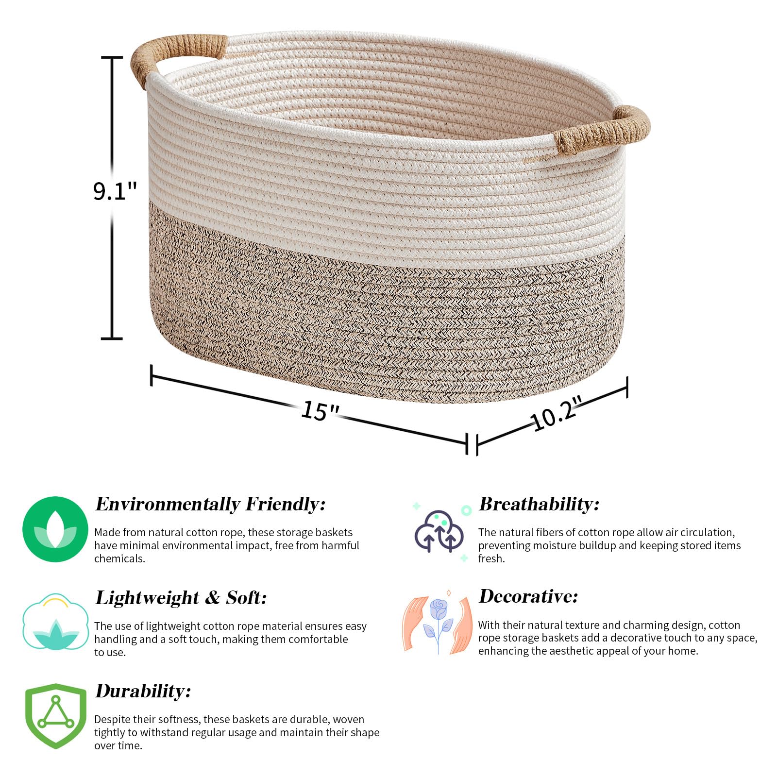 R RUNKA storage basket with upgraded handles for easy transport and reuse.