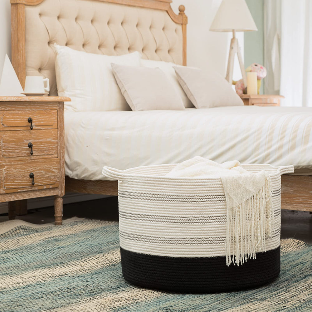 R RUNKA XXXLarge basket in living room pairs neutral style with practical storage.