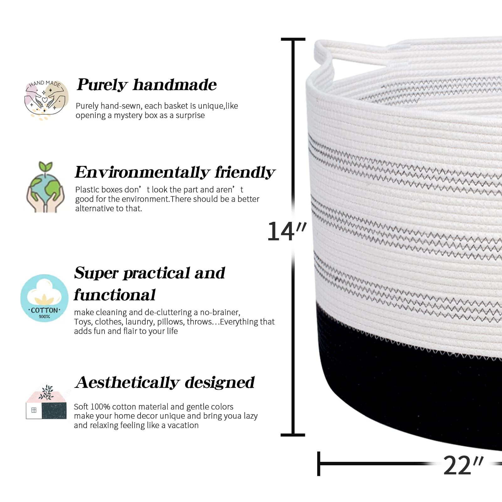 R RUNKA XXXLarge basket side view with handles demonstrates easy portability for laundry.