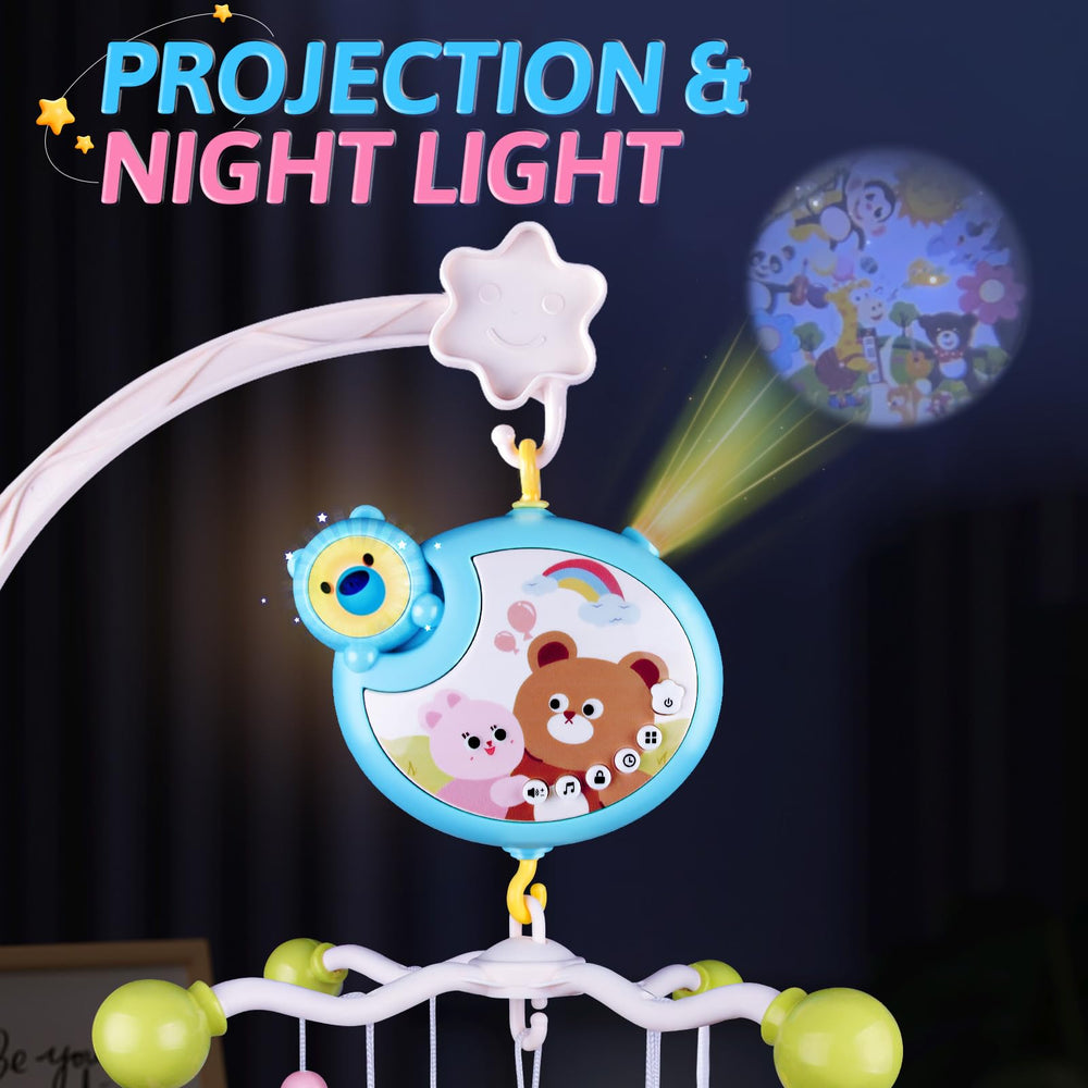RSEPD crib mobile 360-degree rotation offers engaging motion for visual tracking