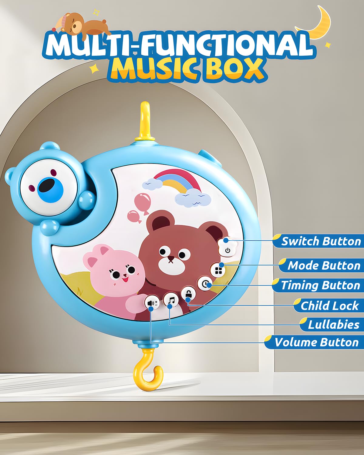 RSEPD crib mobile age-design supports babies from 0 to 24 months