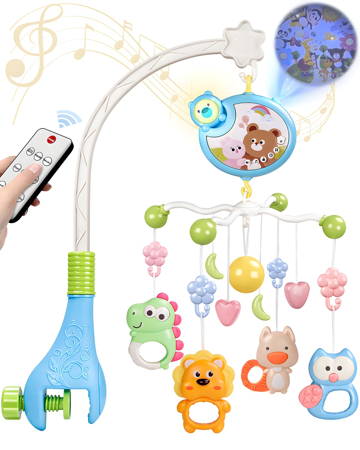 RSEPD crib mobile with music projection on wall supports visual tracking and calm nights