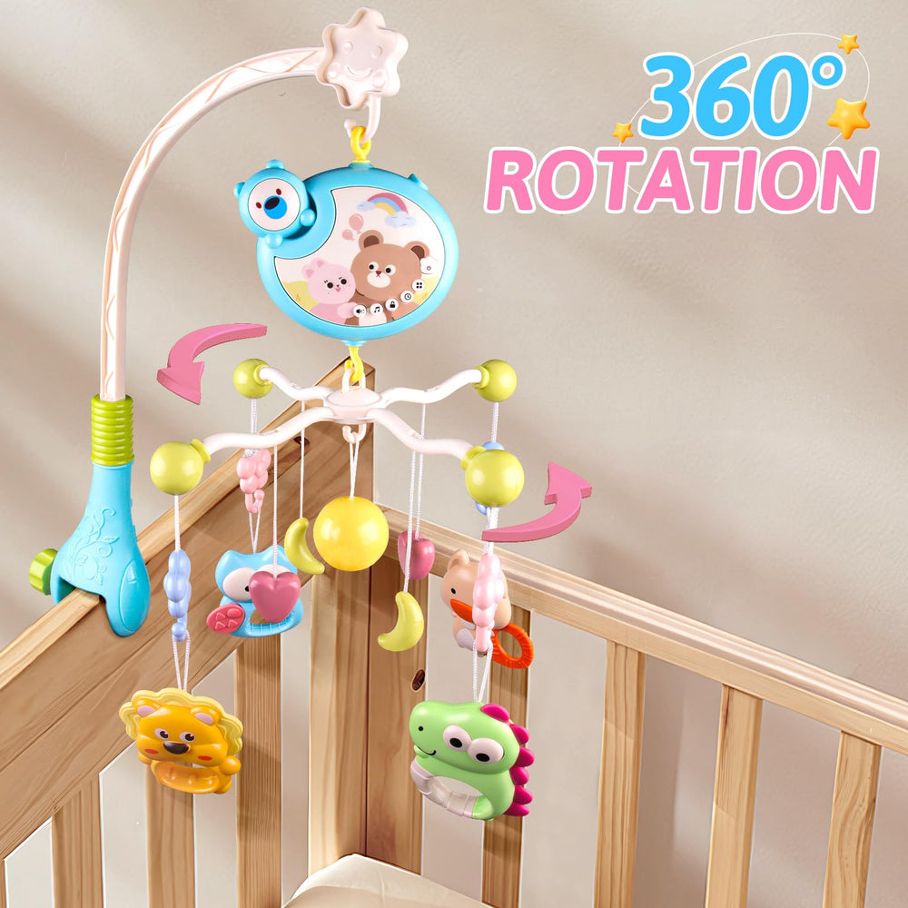 RSEPD crib mobile rattles-teethers provide safe textures for soothing teething moments