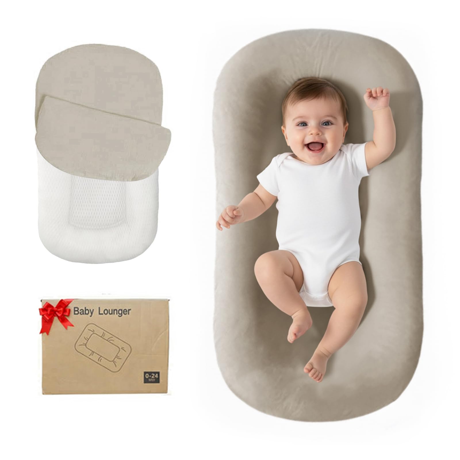 RSN baby lounger bionic-design close-up for newborn bonding and cozy breathable comfort