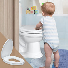 R&T soft close lid reducing slams while keeping little fingers safe.