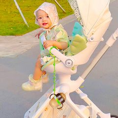 RTMOK silicone teether clip belt displayed for stretchable, washable design.