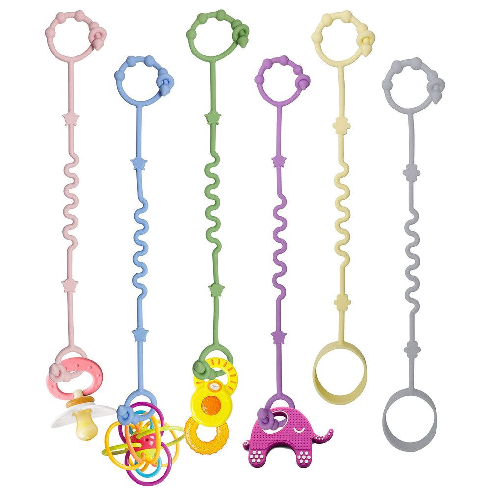 RTMOK toy straps silicone close-up highlighting safe, food-grade material for babies.