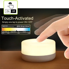 RTSU Rechargeable Mini Touch Night Light flat cylinder design offers stable, non-rolling placement.
