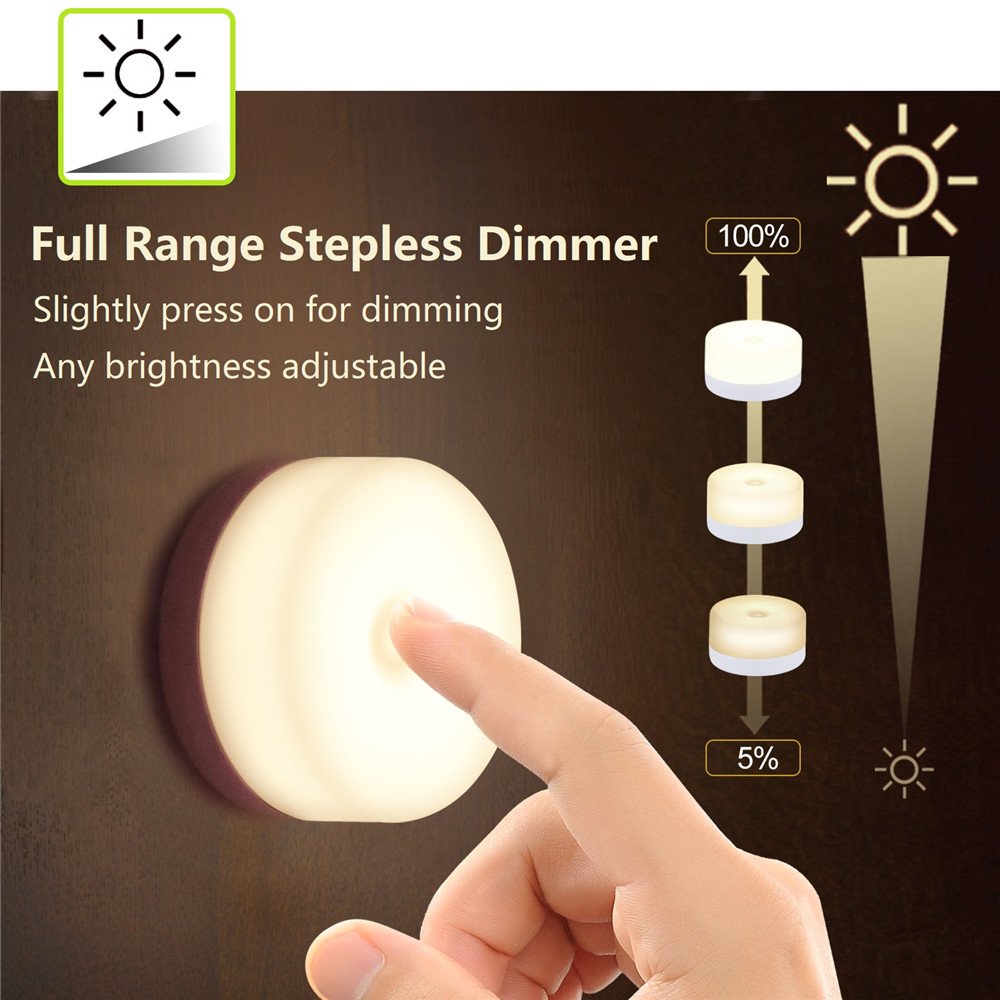 RTSU Rechargeable Mini Touch Night Light magnetic base for versatile stick-on placement.