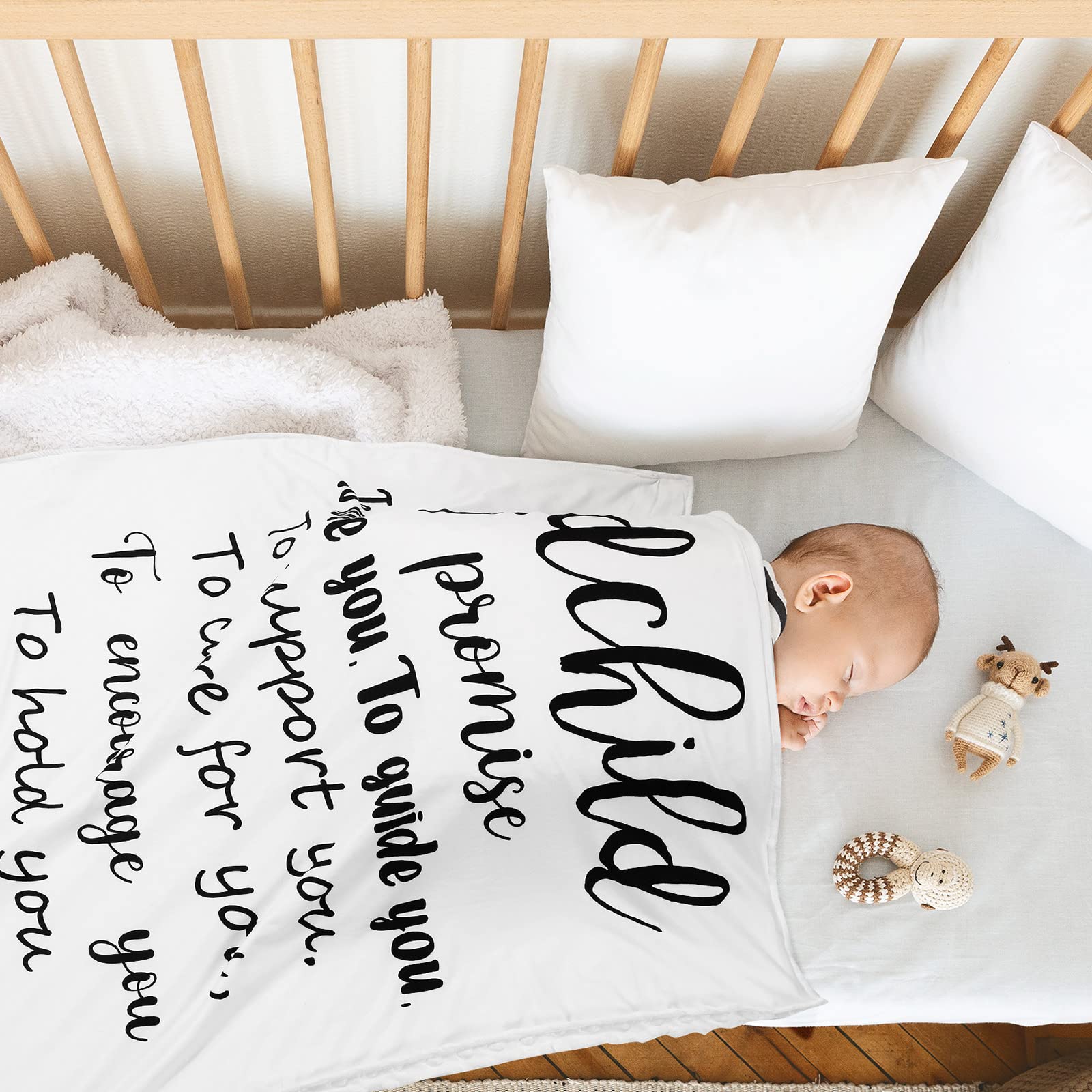 Rtteri baby blanket wrapped snugly to illustrate cozy swaddle use case.