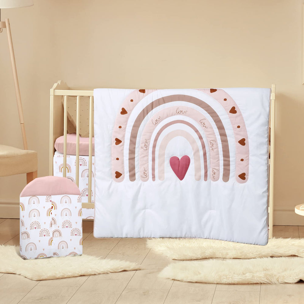 Rtteri boho rainbow quilt in crib bedding set for cozy nap time