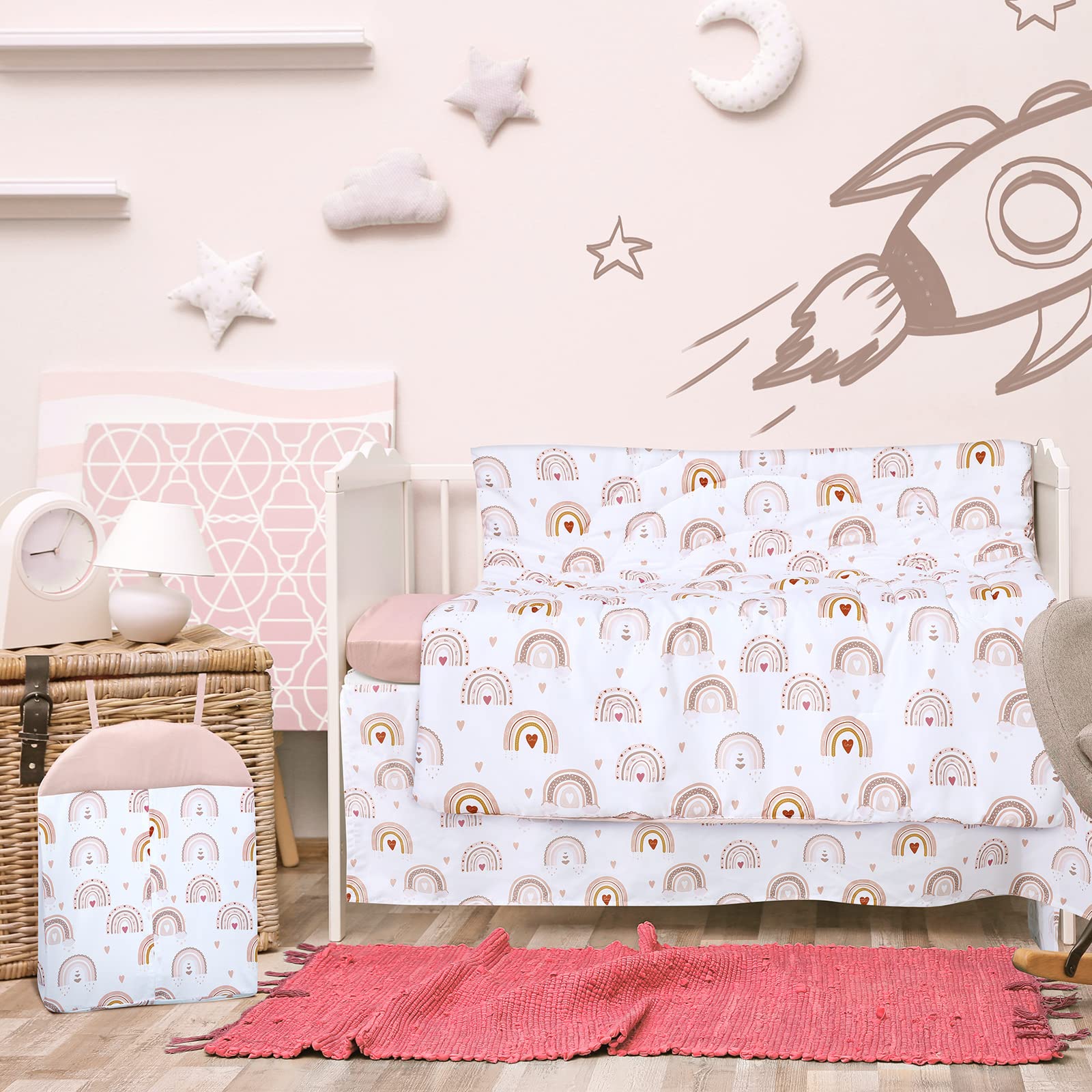 Rtteri crib skirt with 15-inch drop enhances decor and tidy floors