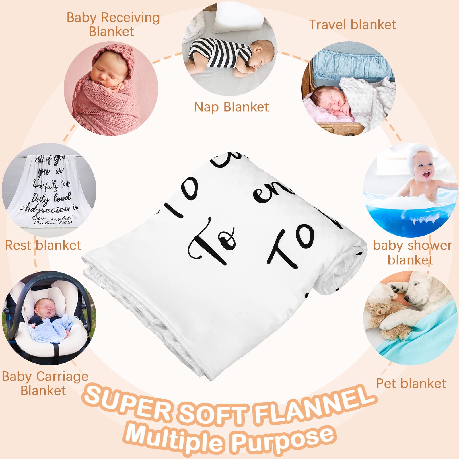 Rtteri baptism gift presentation swaddle with elegant black-on-white verse design.
