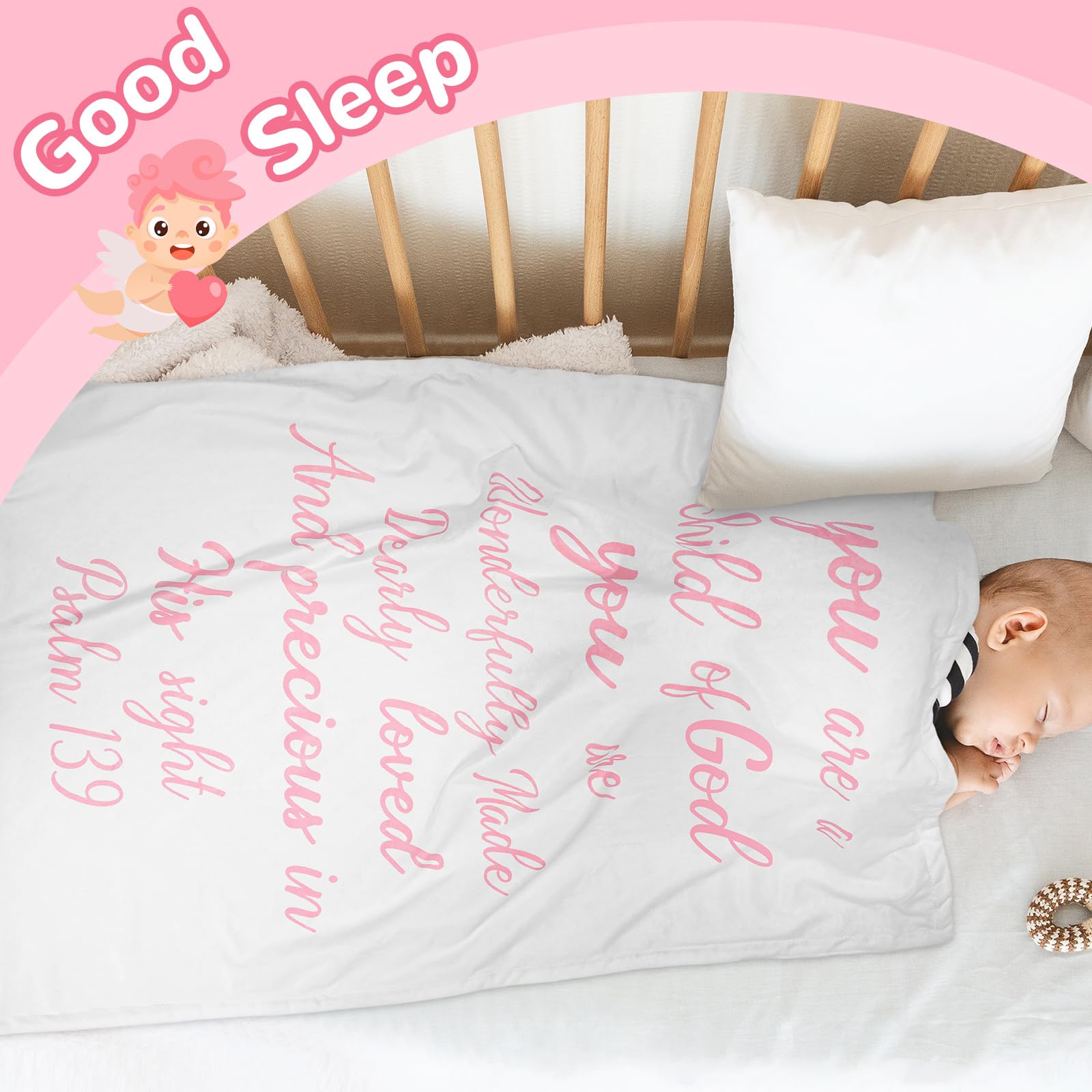 Rtteri pink white baby blanket ideal for newborn photos and family moments