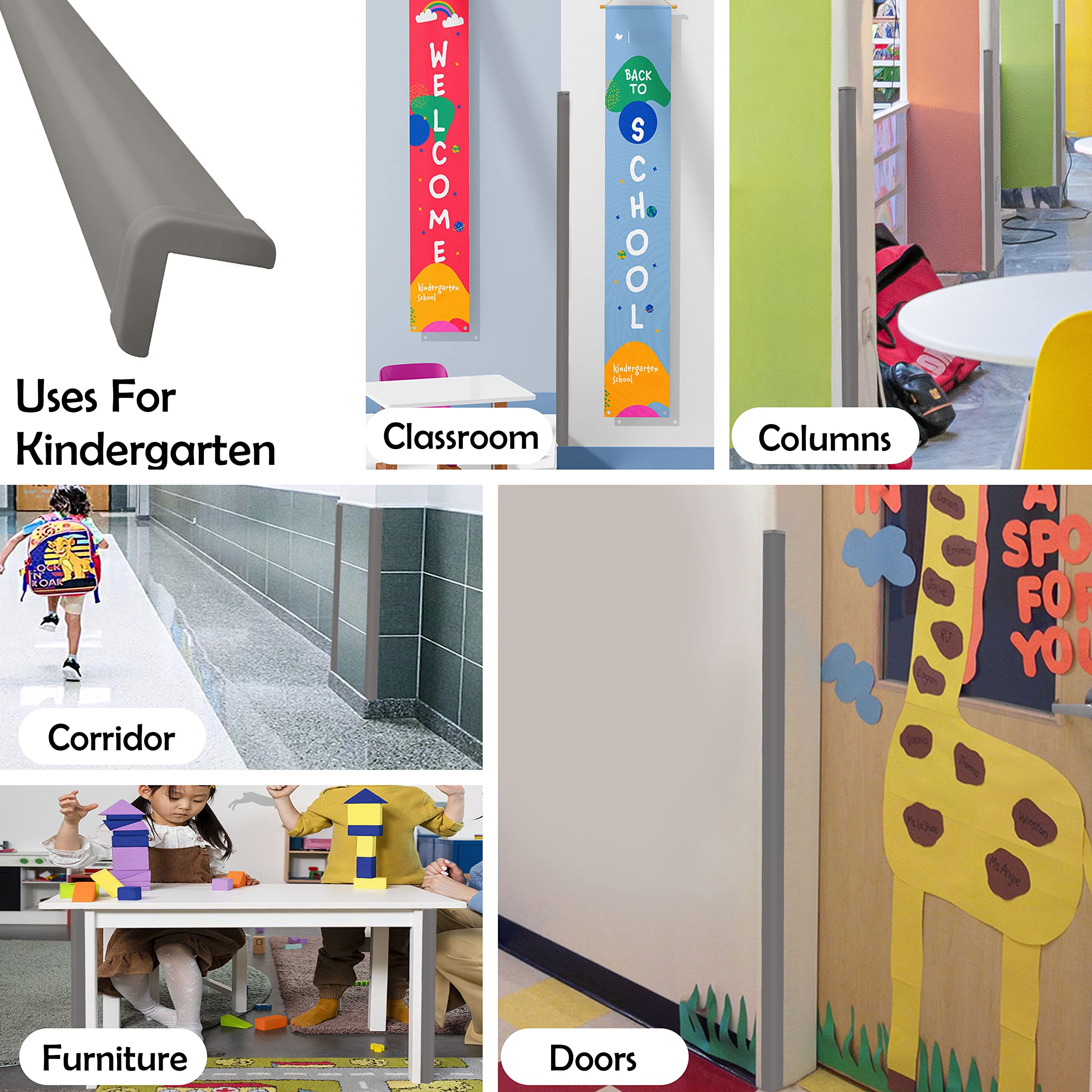 Rubber Bond gray corner guard blends with decor while safeguarding walls