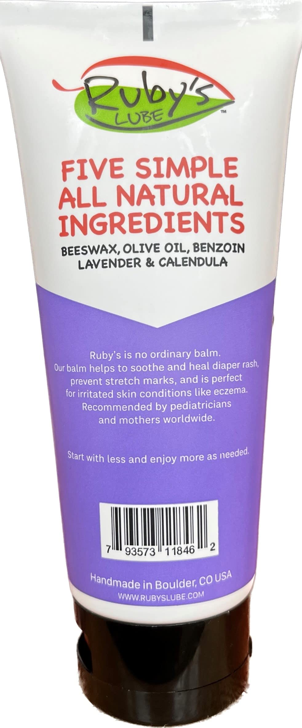 Ruby’s Lube baby ointment ingredients like calendula and olive oil support sensitive skin.