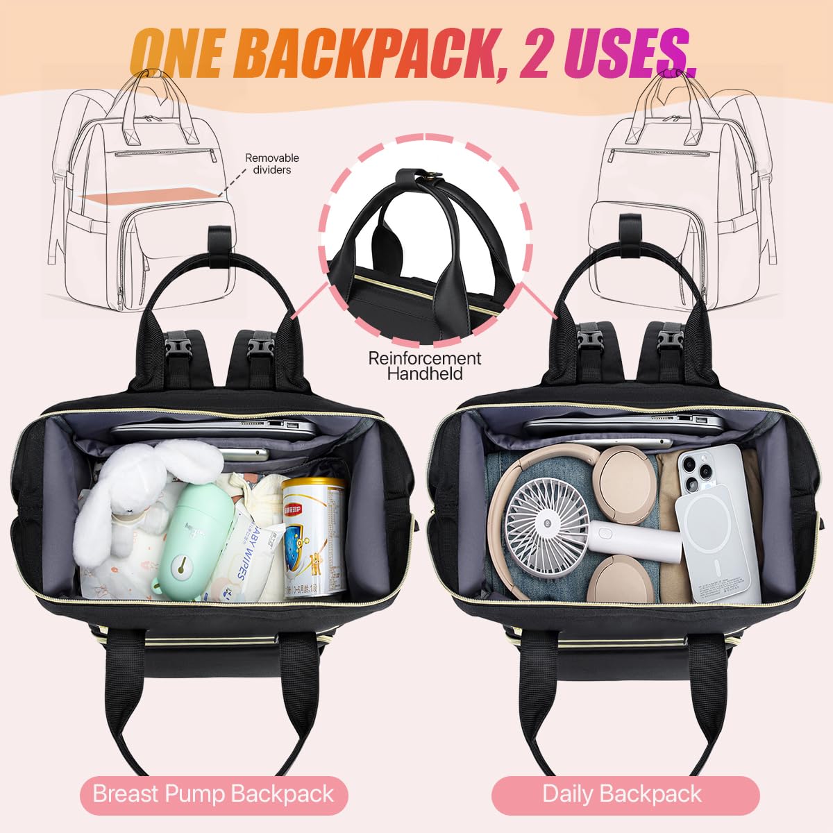 RUCYEN insulated bottle pockets keep liquids stable for daytime feeding.