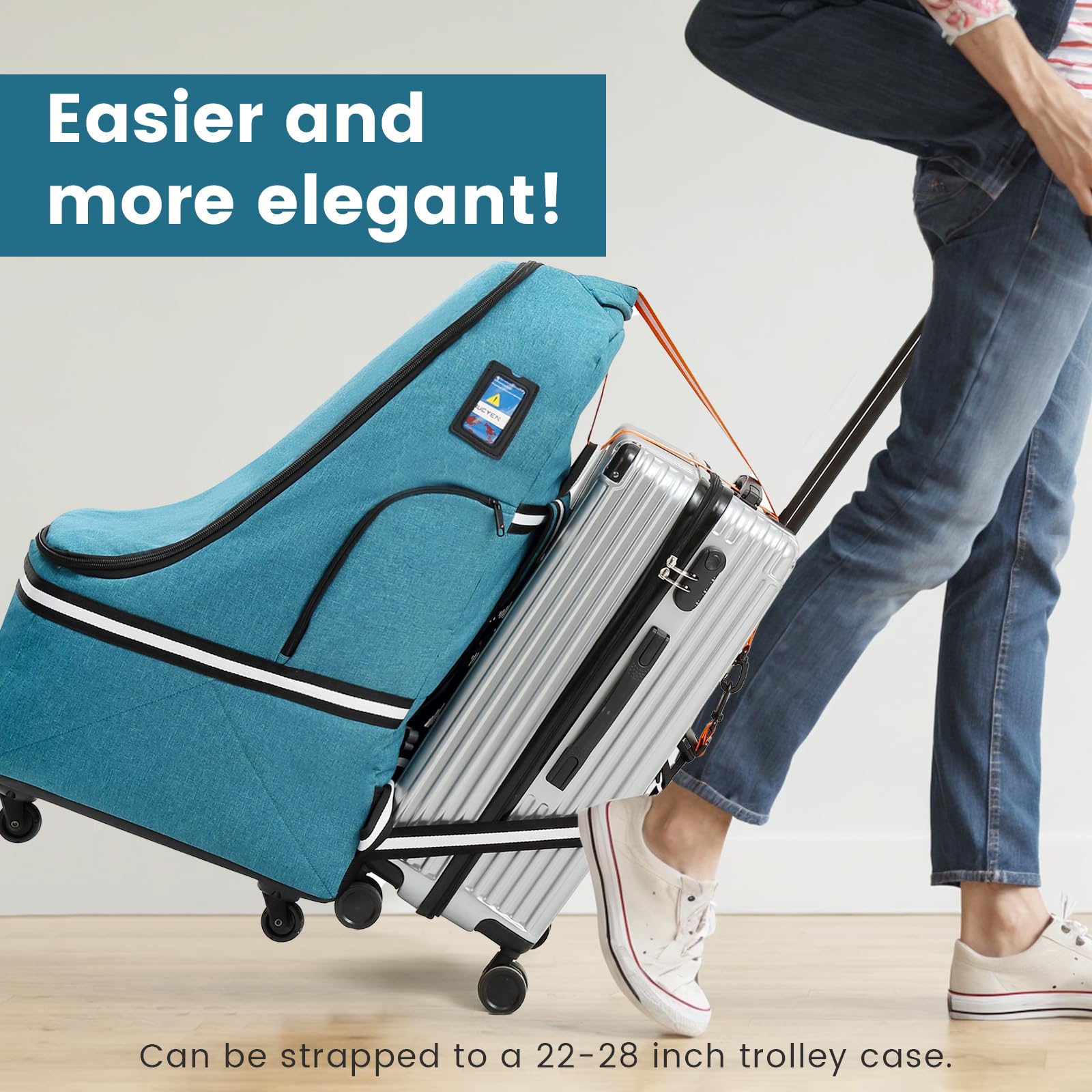 RUCYEN rolling car seat bag side closed highlights durable carry with padded straps