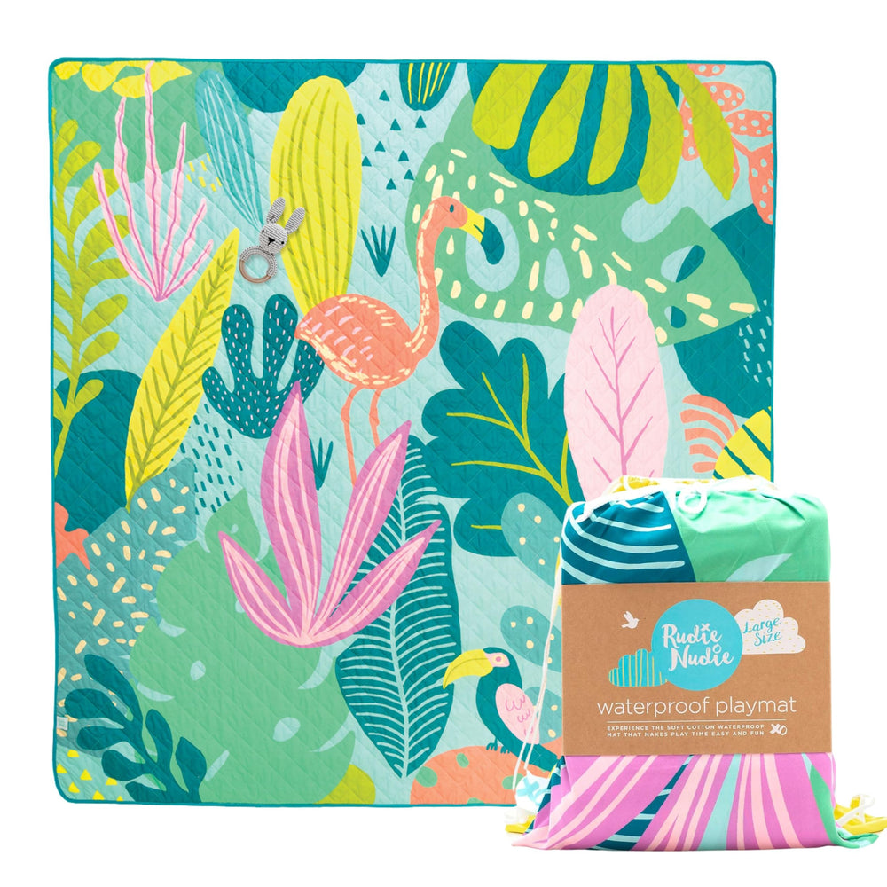 Rudie Nudie Baby Play Mat fully spread for spacious crawling and tummy-time play.