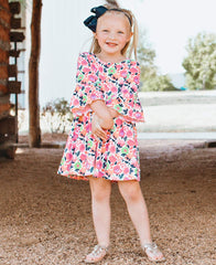 RuffleButts Girls Navy Bow Headband side view adds charming detail to outfits.