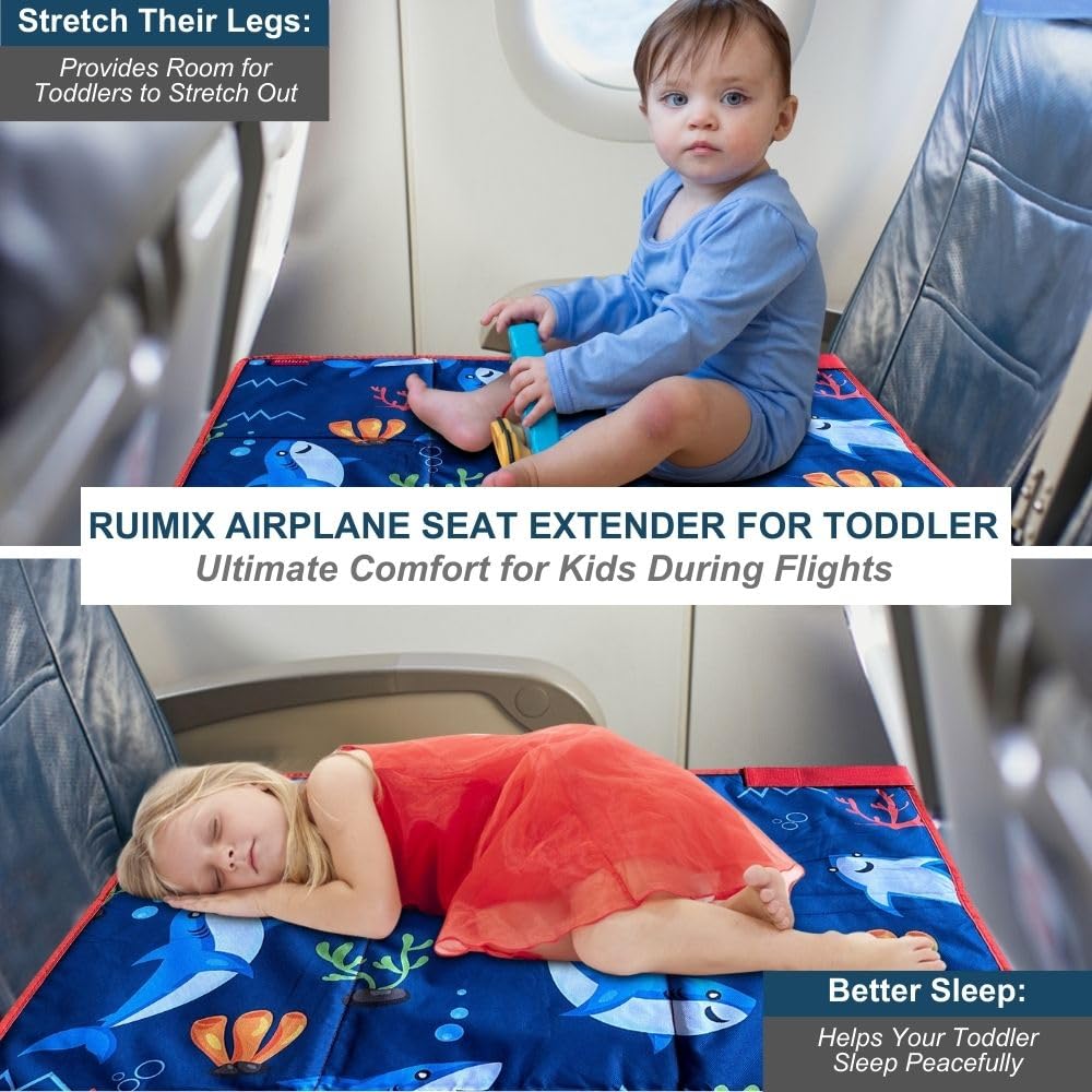RUIMIX Toddler Airplane Bed assembled on airplane seat for extra space.