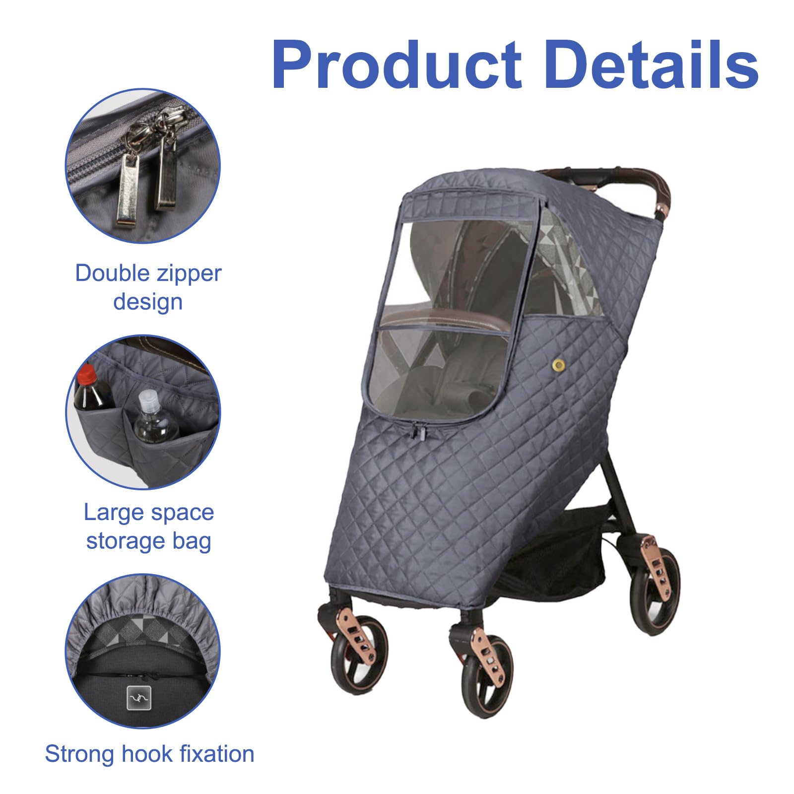 Ruiqas back storage pocket design offers convenient space for bottles and toys.
