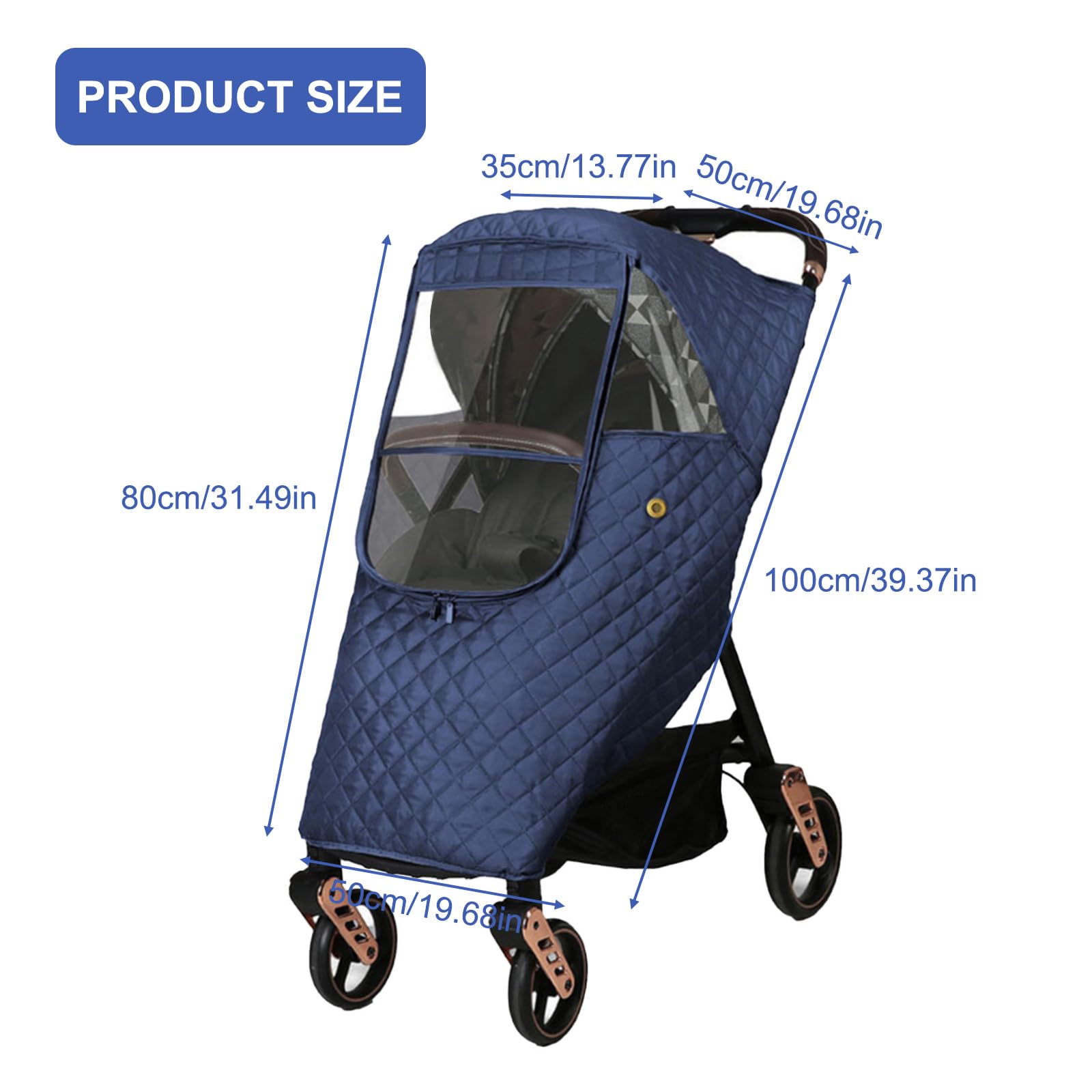 Ruiqas windproof rain cover side view secures against strong winds.