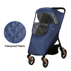 Ruiqas universal stroller rain cover installation shows easy fit on most strollers.