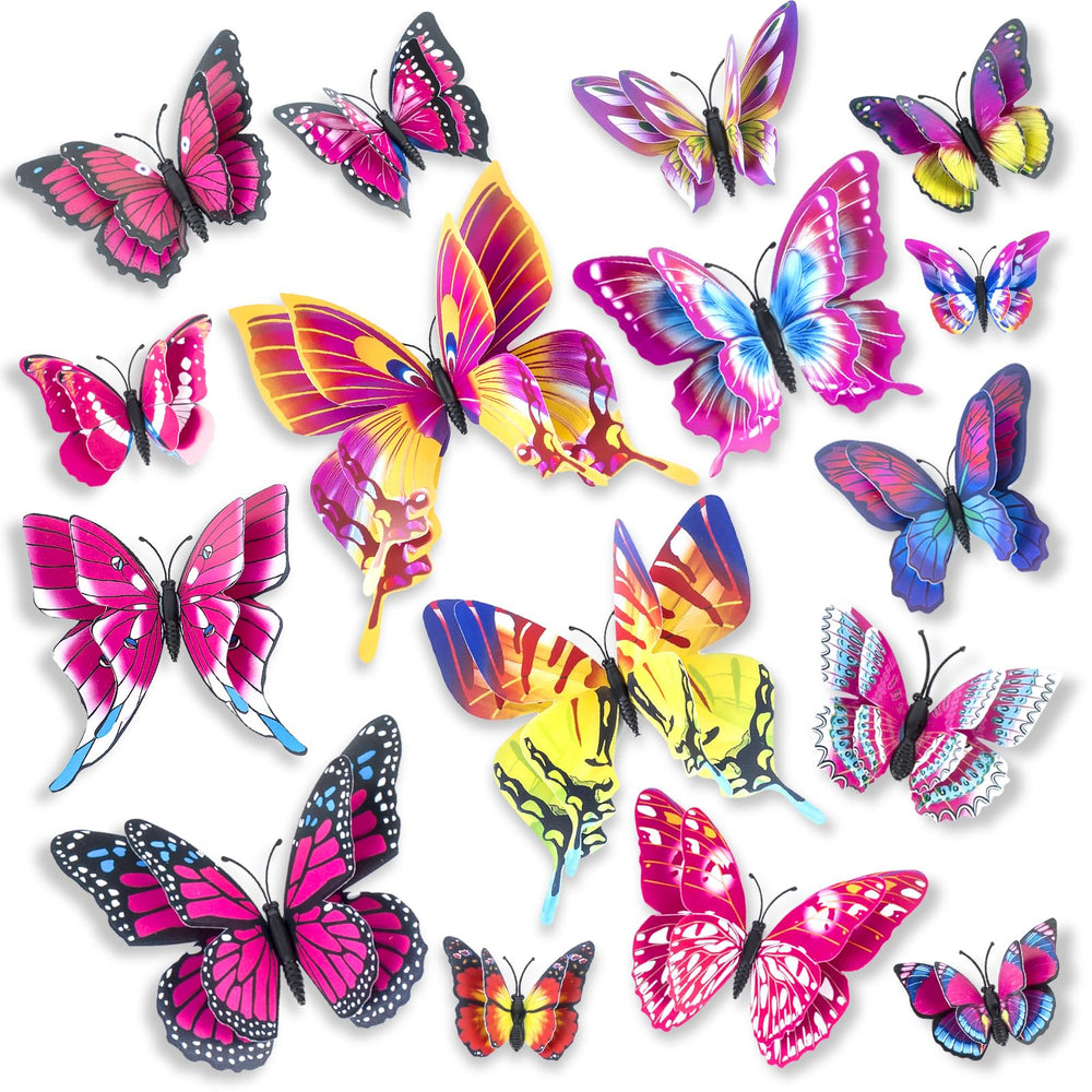 Rumhut 3D butterfly wall art 24pcs plum colorful collection offers quick bedroom accents