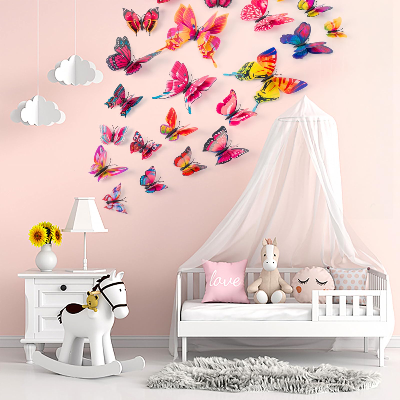 Rumhut metallic paper butterflies fold into 3D shapes for a shimmering display
