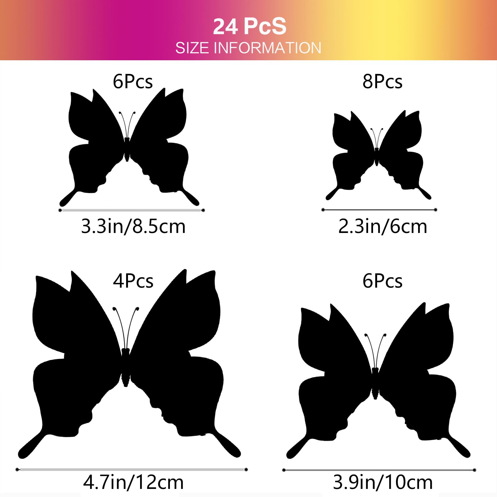 Rumhut 3D butterfly wall art set ideal for party backdrops nurseries and classrooms