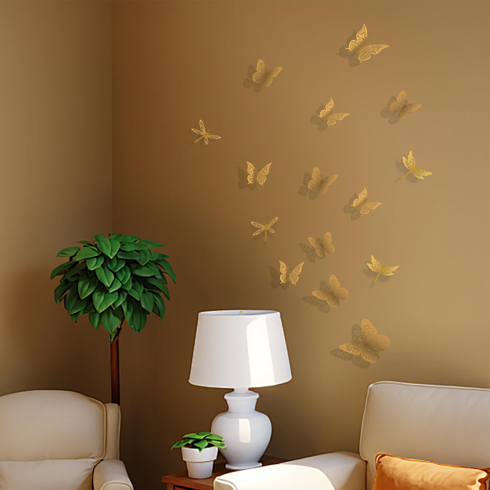 Rumhut gold butterfly wall sticker close-up highlights precise metal detailing and premium build.