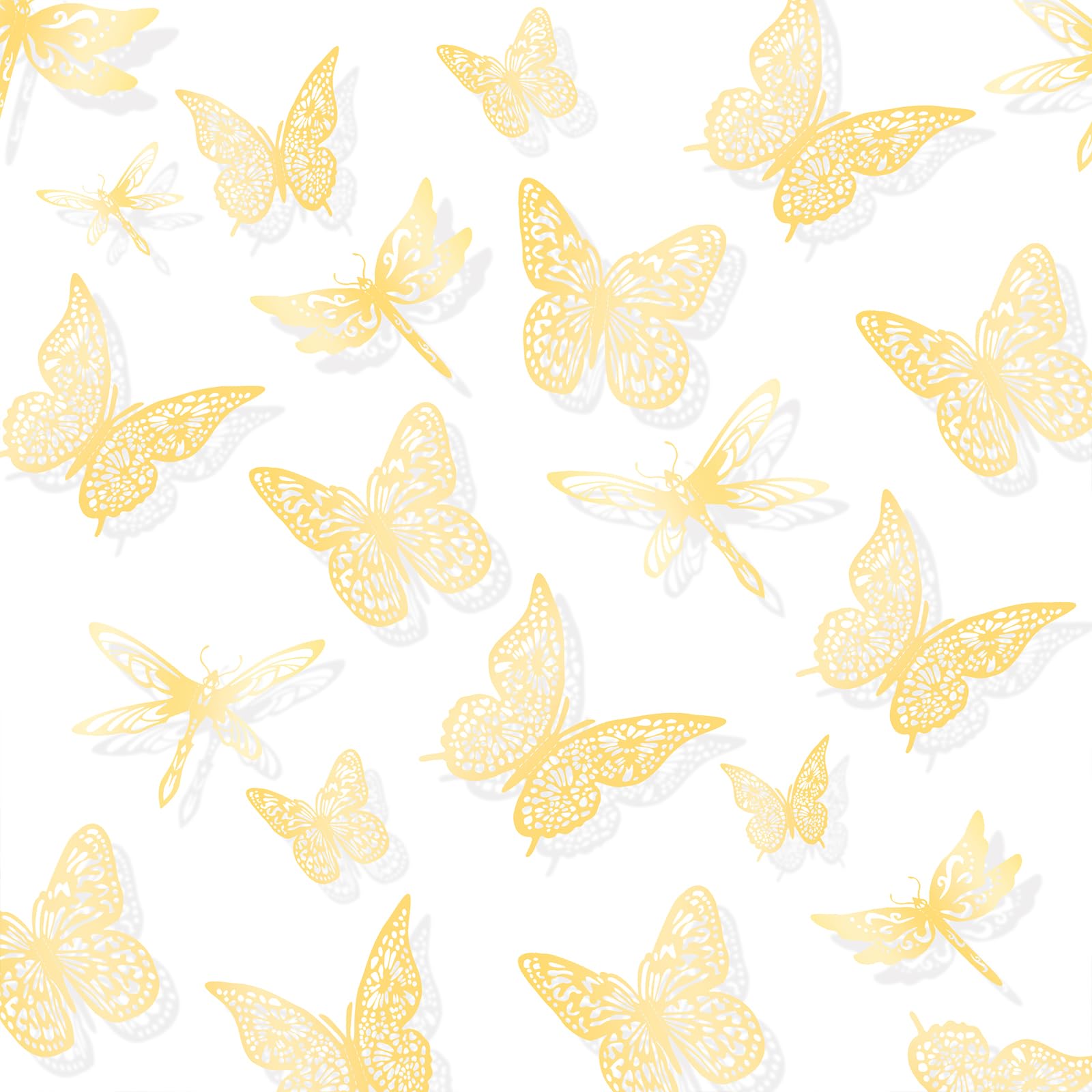 Rumhut gold butterfly wall stickers collection adds instant charm to walls with durable metal finish.