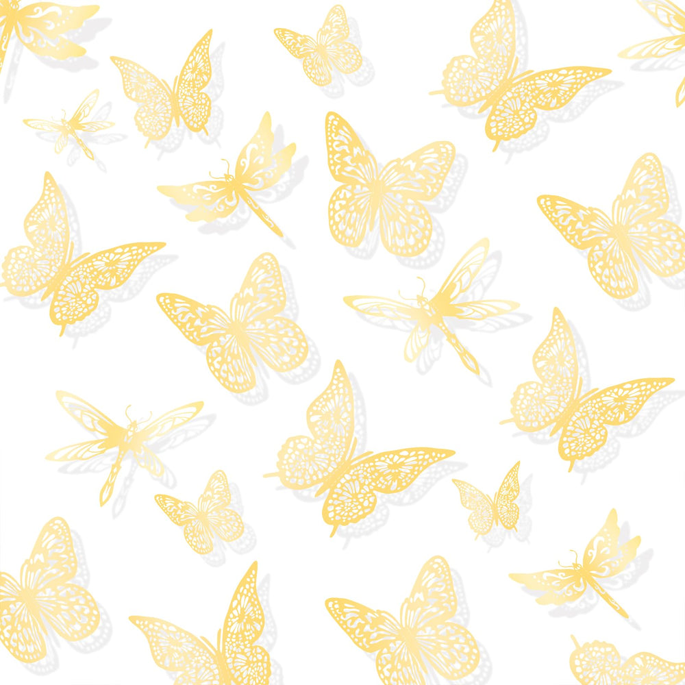 Rumhut gold butterfly wall stickers collection adds instant charm to walls with durable metal finish.