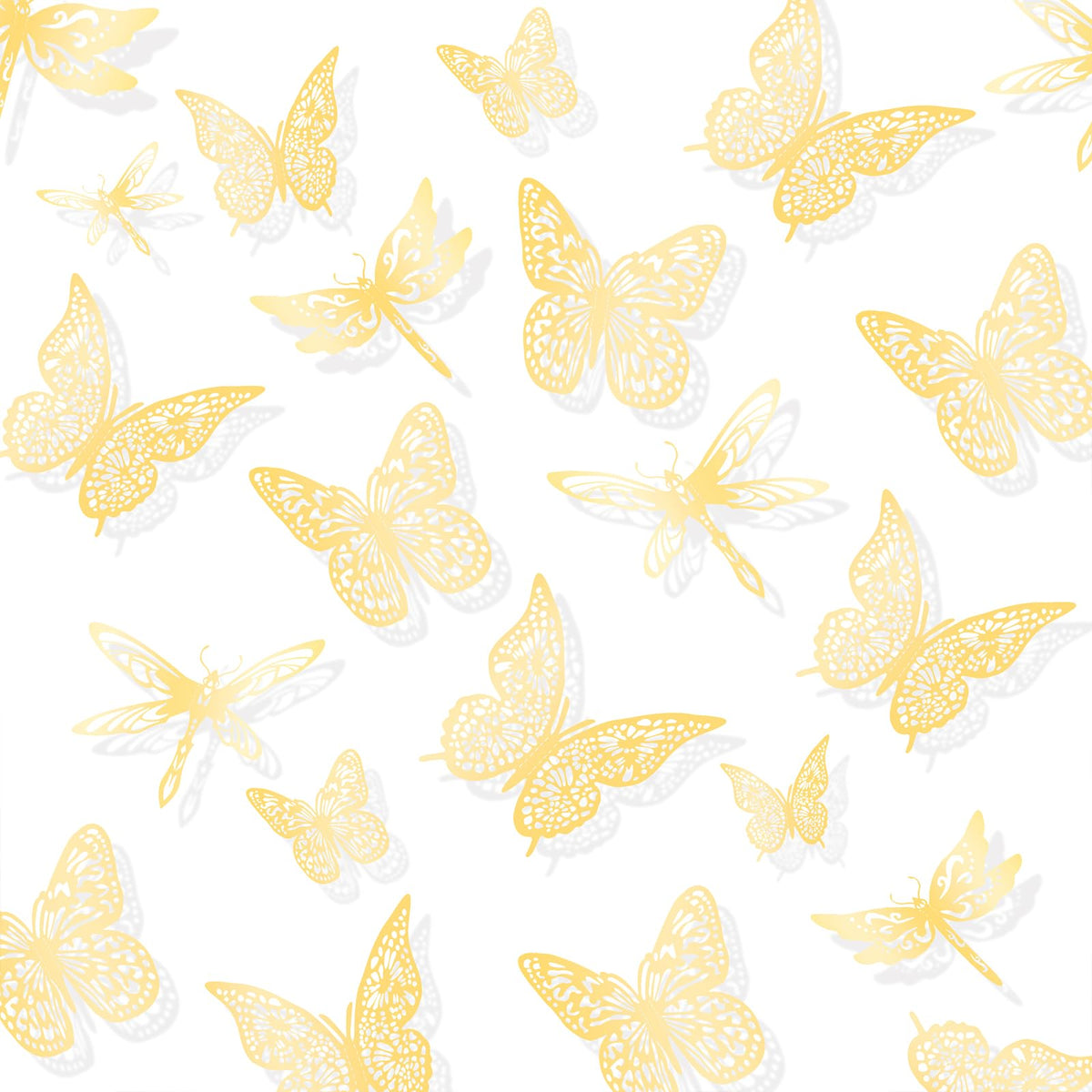 Rumhut gold butterfly wall stickers collection adds instant charm to walls with durable metal finish.