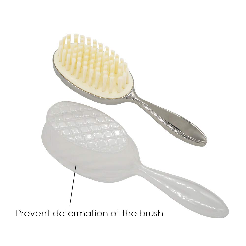 RUMIUSE nursery display with silver brush highlights modern baby grooming