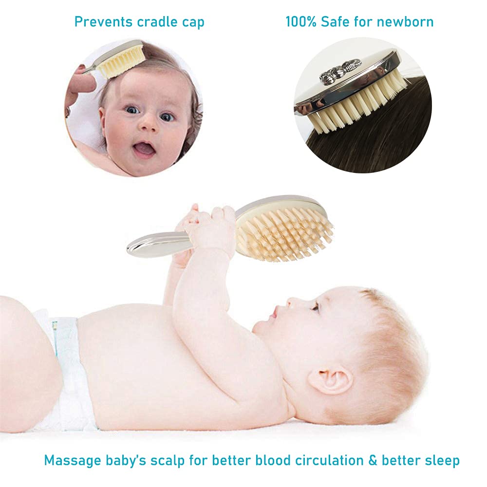 RUMIUSE silver-plated bear brush side view highlights mirror-like finish and durable zinc alloy