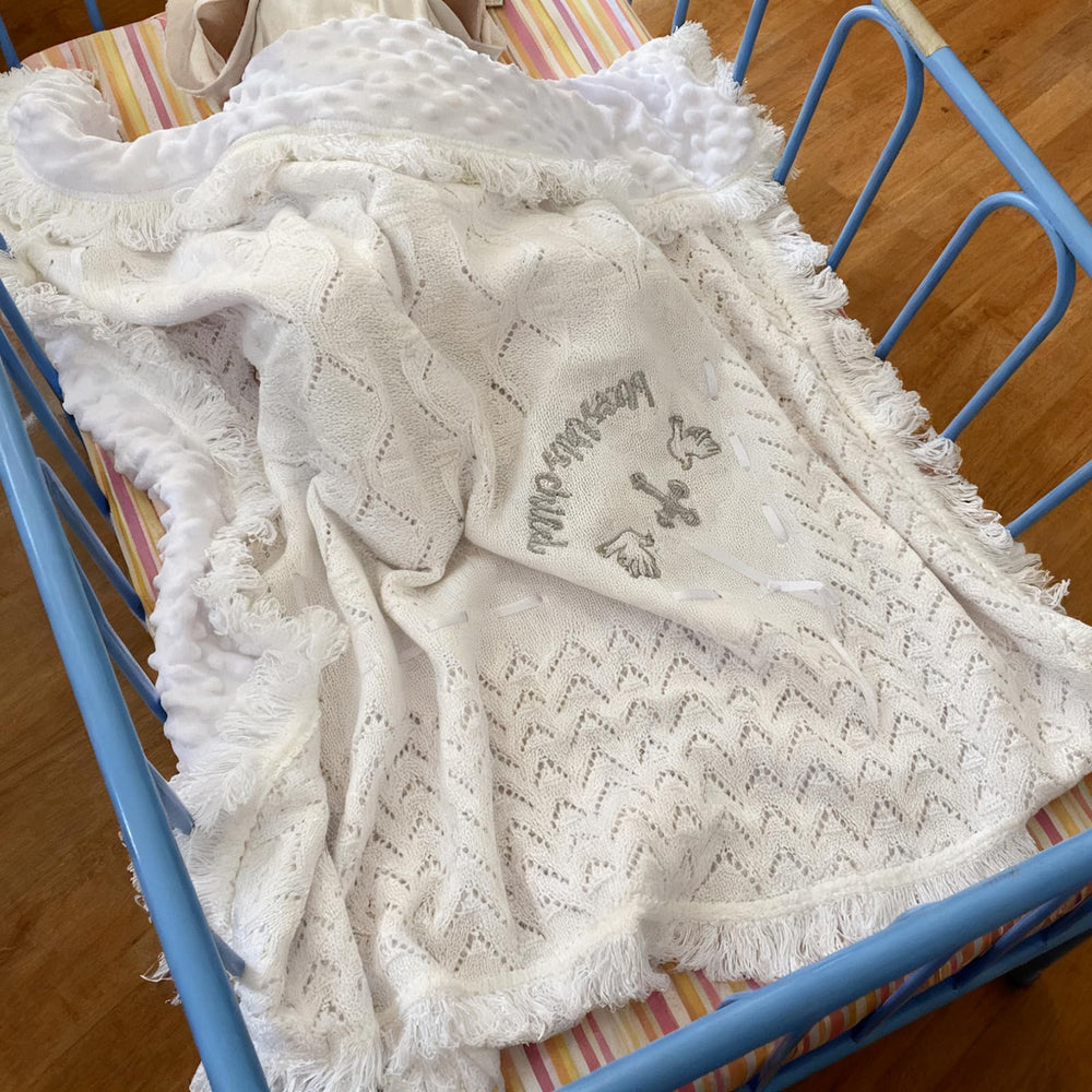 Runeaoys baby blanket white crochet knit breathable texture ideal for newborn warmth