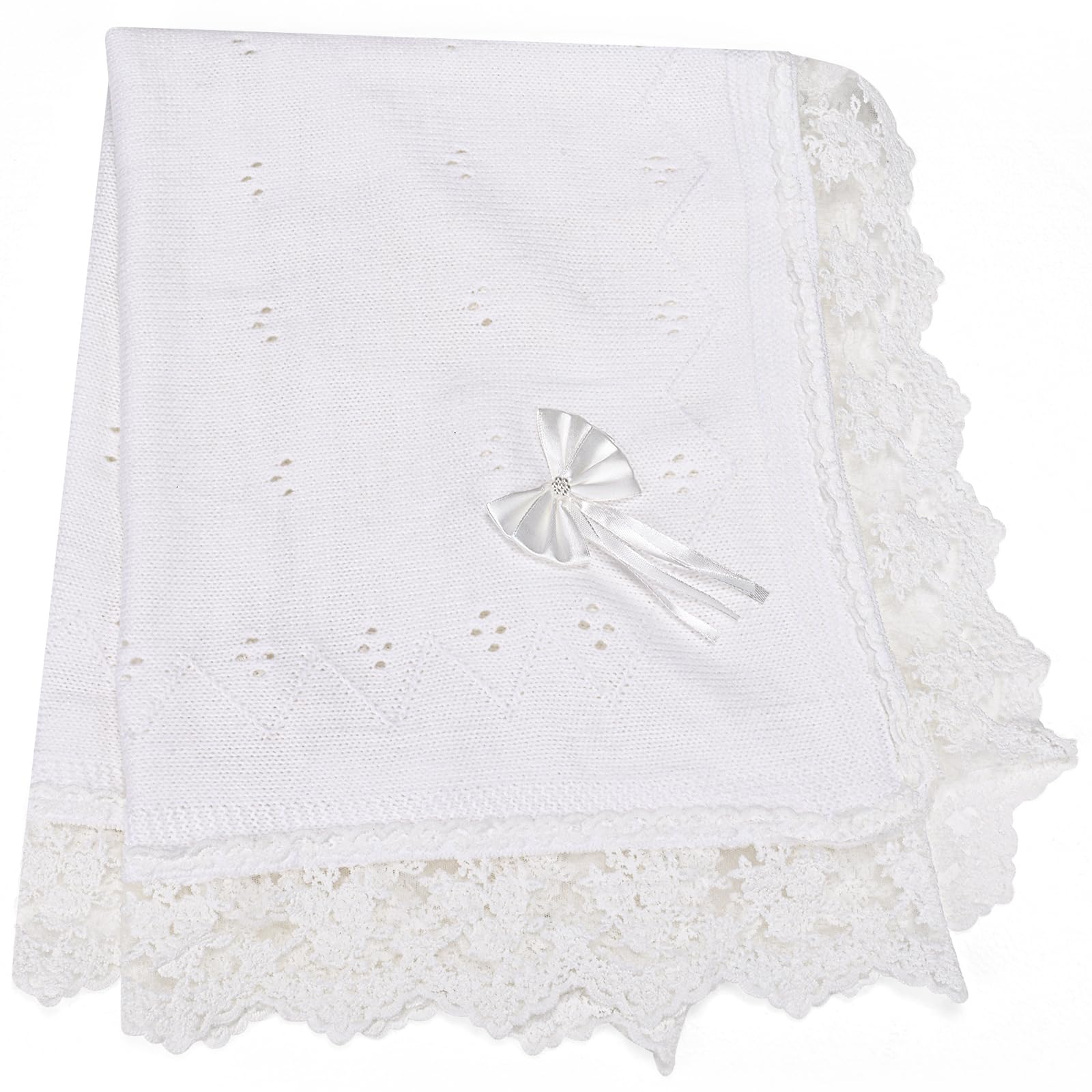 Runeaoys baptism blanket with heart-knit design offers gentle warmth for christening moments.
