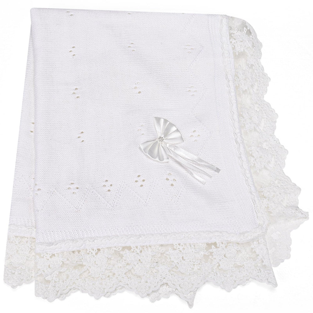 Runeaoys baptism blanket with heart-knit design offers gentle warmth for christening moments.