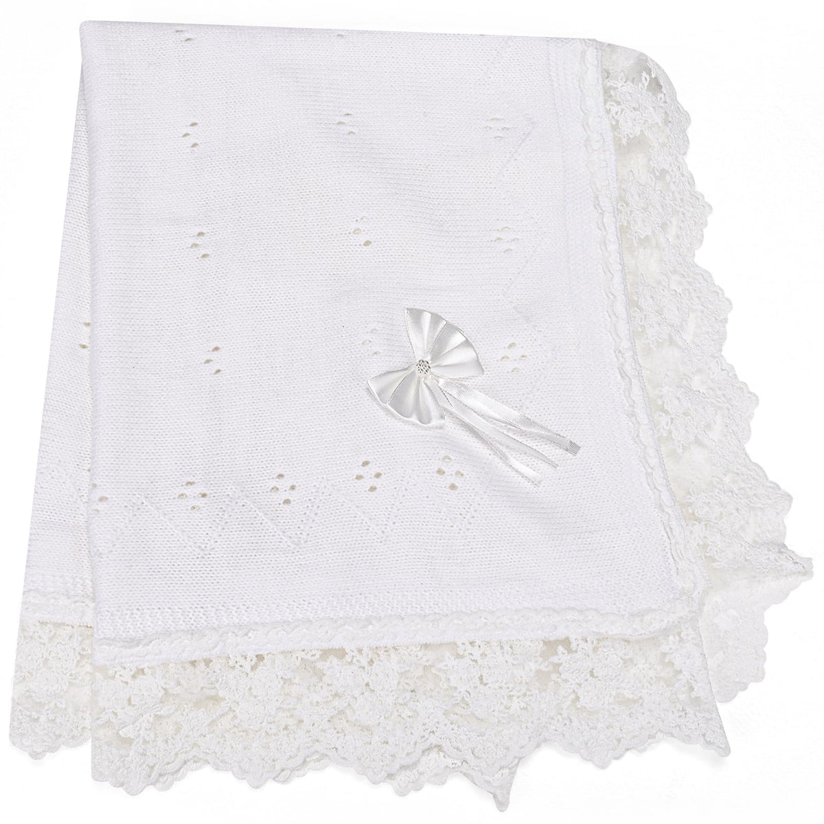 Runeaoys baptism blanket with heart-knit design offers gentle warmth for christening moments.